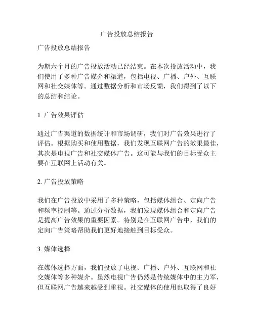 广告投放总结报告