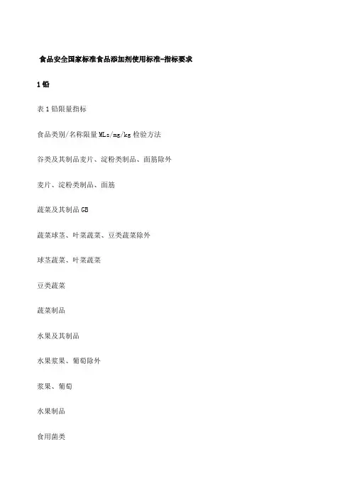 食品安全国家标准食品添加剂使用标准