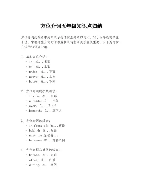 方位介词五年级知识点归纳