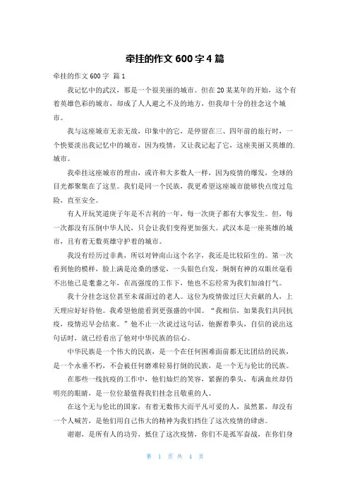 牵挂的作文600字4篇