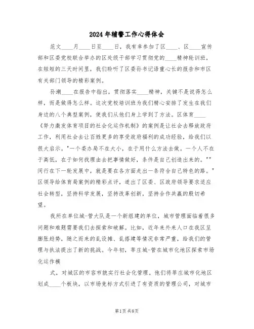 2024年辅警工作心得体会(2篇)