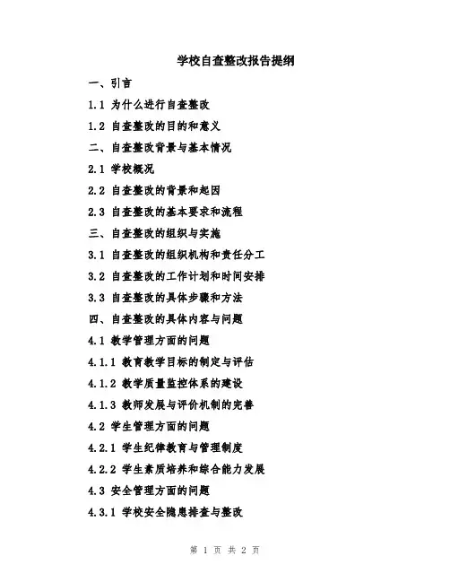 学校自查整改报告提纲