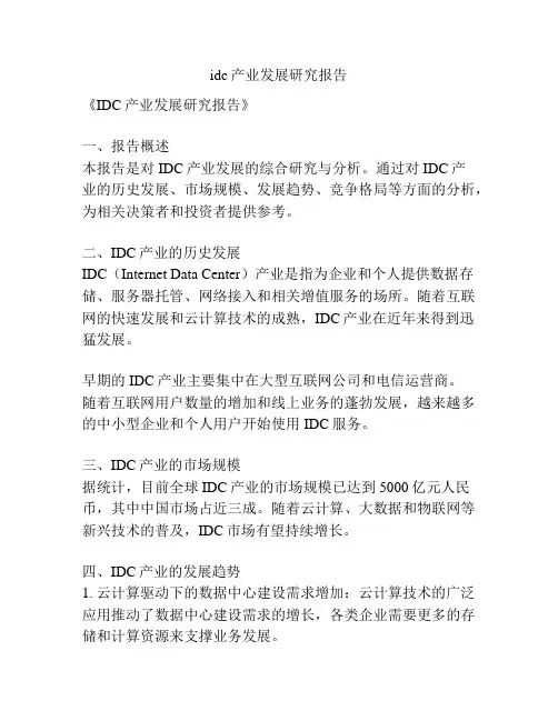 idc产业发展研究报告
