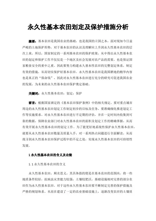 永久性基本农田划定及保护措施分析