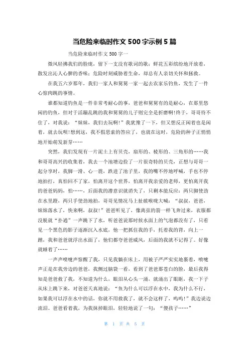 当危险来临时作文500字示例5篇