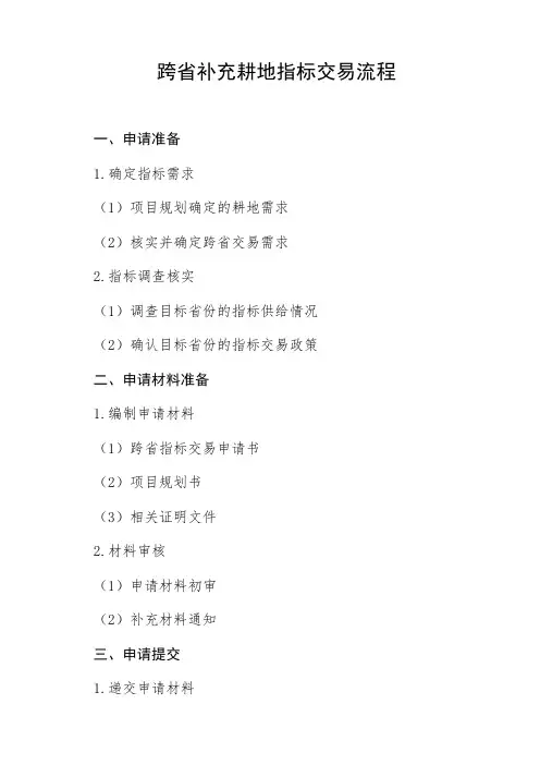 跨省补充耕地指标交易流程
