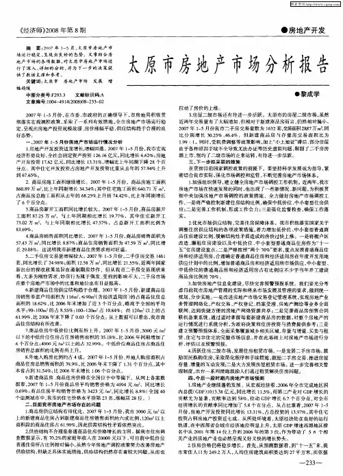 太原市房地产市场分析报告
