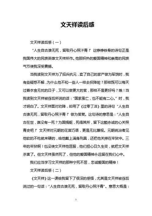 文天祥读后感