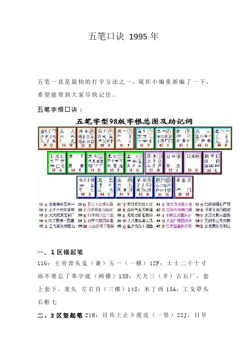 五笔口诀 1995年