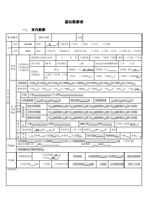 通信基站勘察表