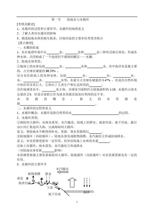 《水圈和水循环》精品练习题