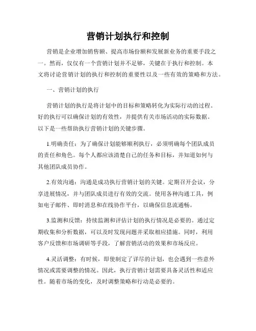 营销计划执行和控制
