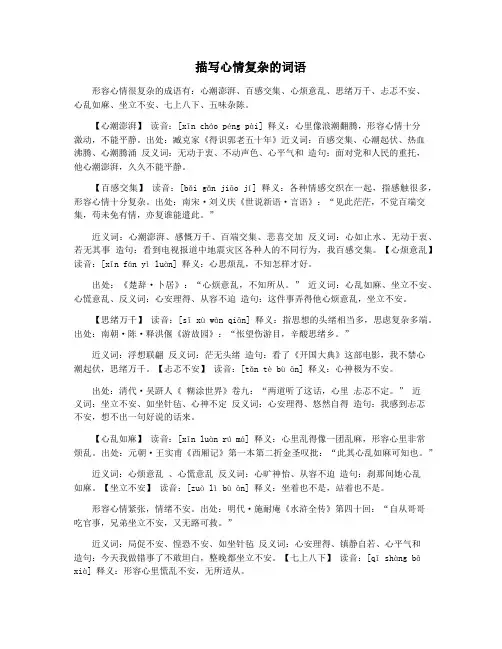 描写心情复杂的词语