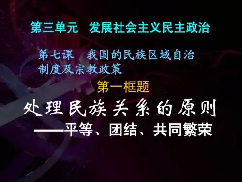 处理民族关系的原则：平等团结共同繁荣2015上课