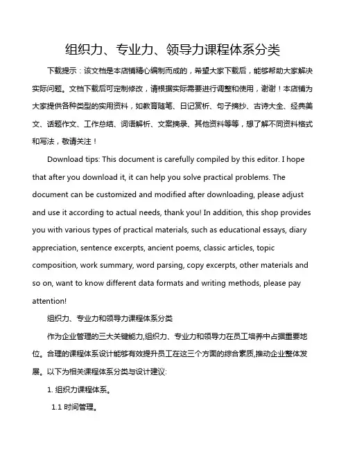 组织力、专业力、领导力课程体系分类