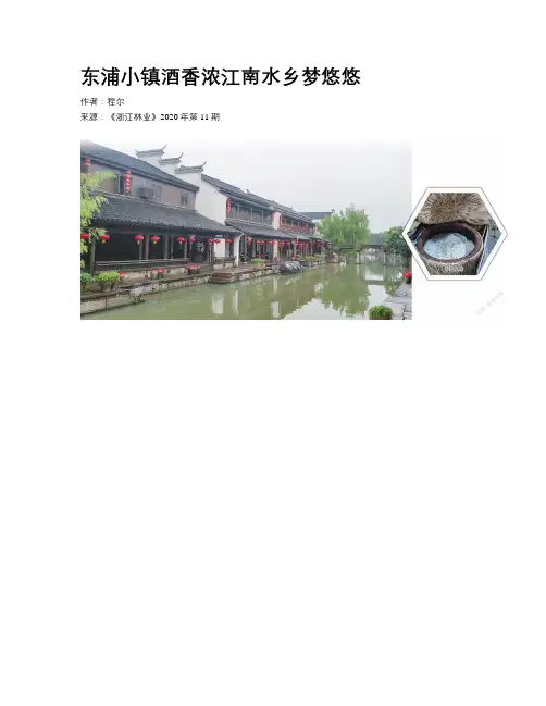 东浦小镇酒香浓江南水乡梦悠悠