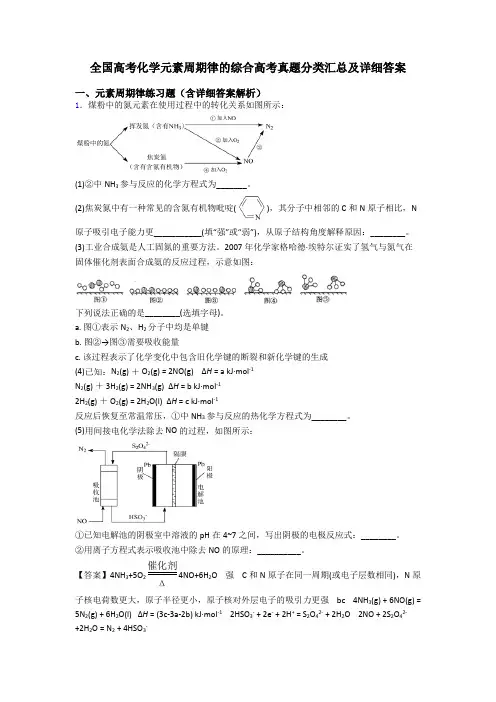 全国高考化学元素周期律的综合高考真题分类汇总及详细答案