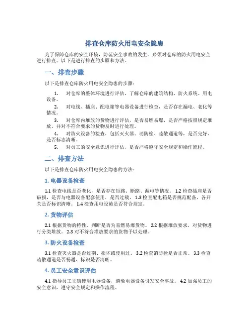 排查仓库防火用电安全隐患