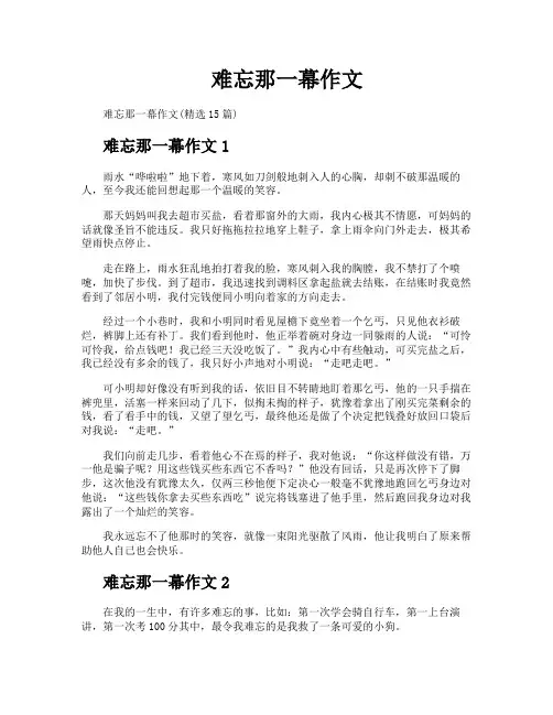 难忘那一幕作文