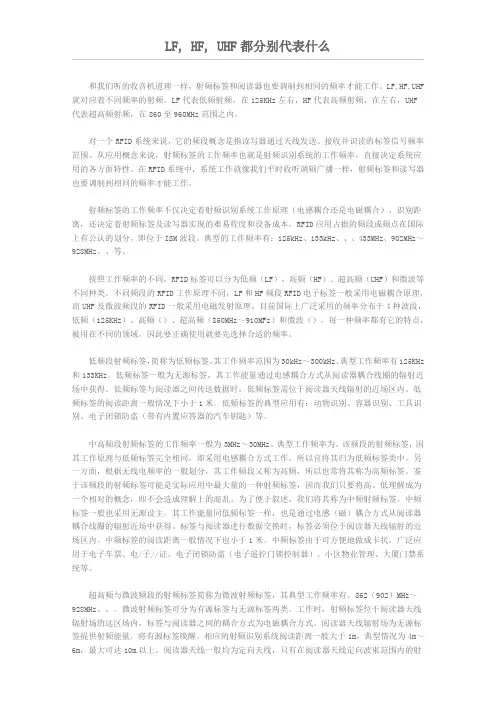 LF, HF, UHF都分别代表什么