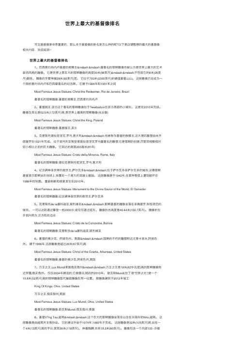 世界上最大的基督像排名