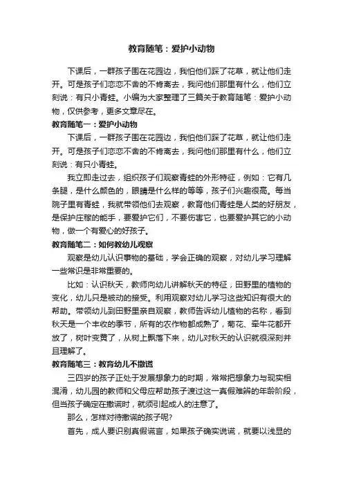 教育随笔：爱护小动物