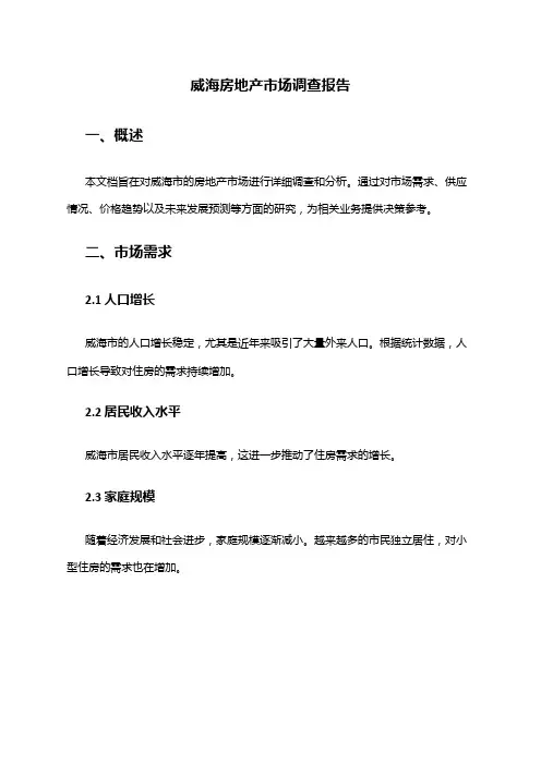2024年威海房地产市场调查报告