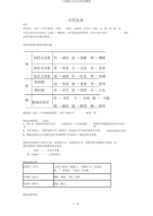 (完整版)古代汉语考试整理