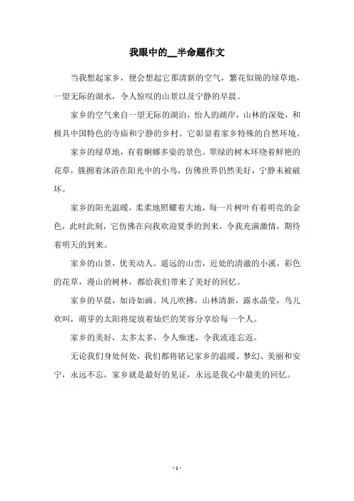 我眼中的__半命题作文
