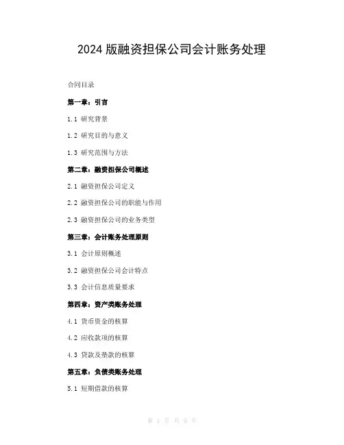 2024版融资担保公司会计账务处理