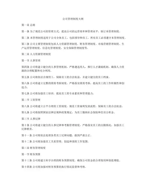 公司管理制度大纲