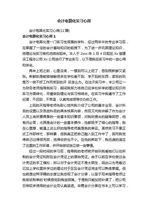 会计电算化实习心得