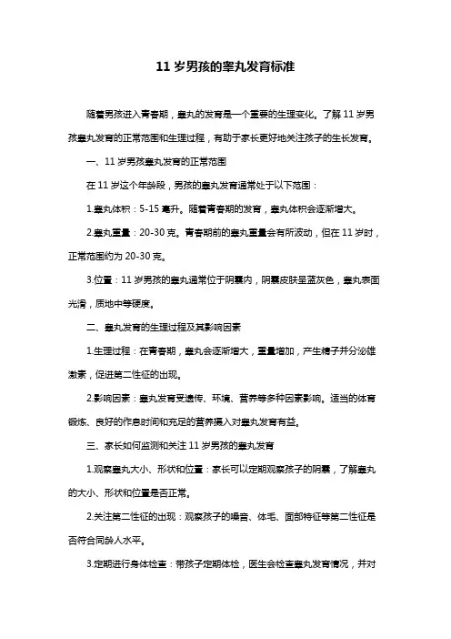 11岁男孩的睾丸发育标准