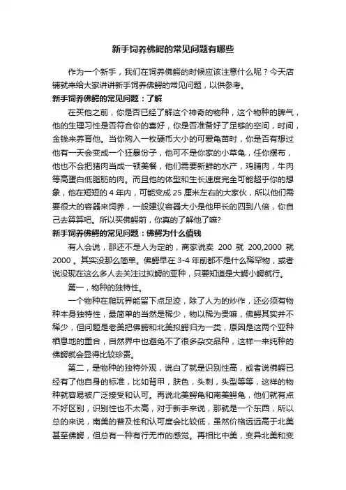 新手饲养佛鳄的常见问题有哪些