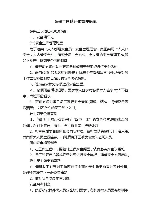 综采二队精细化管理措施