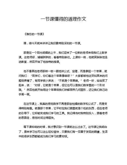 一节课懂得的道理作文