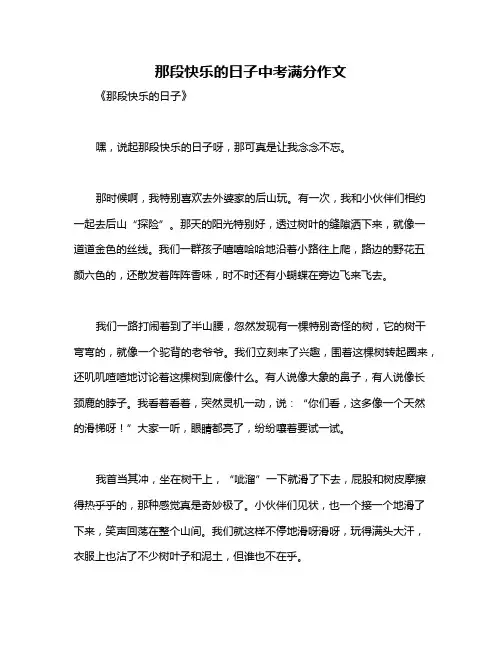 那段快乐的日子中考满分作文