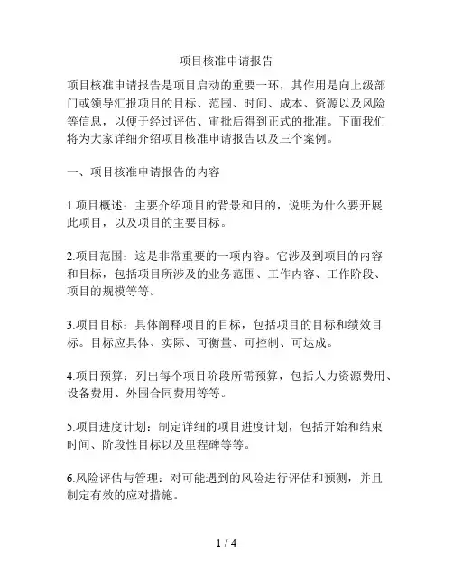 项目核准申请报告