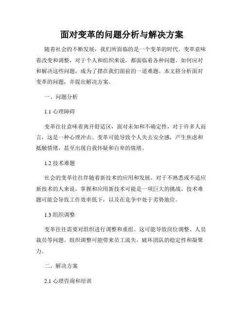 面对变革的问题分析与解决方案
