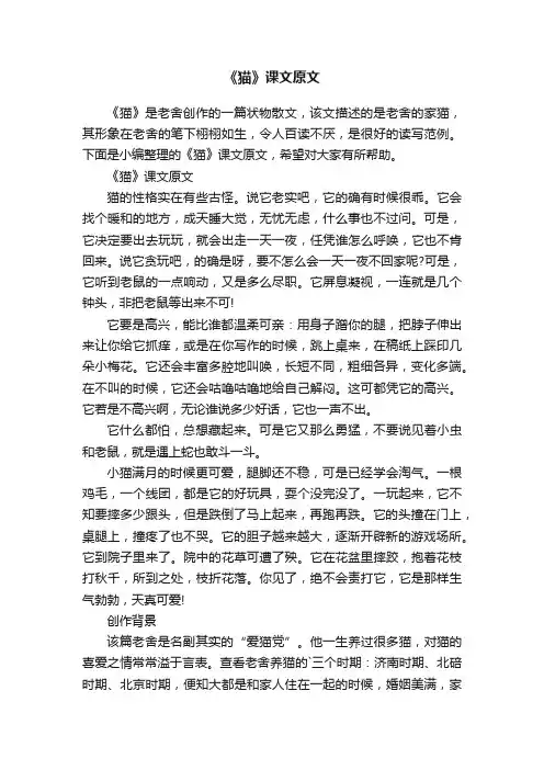 《猫》课文原文