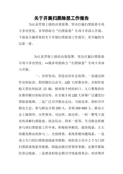 2018——2019关于开展扫黑除恶工作报告
