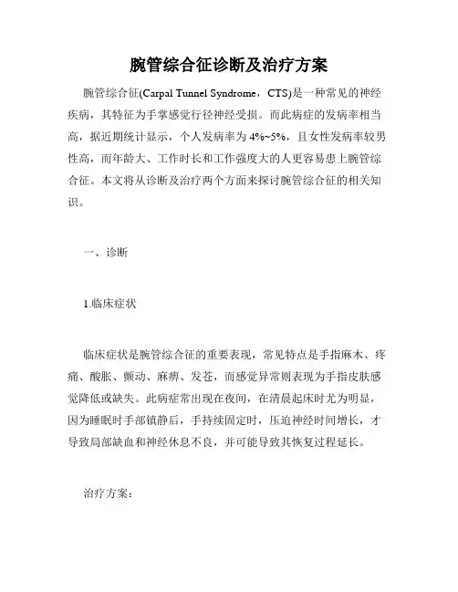 腕管综合征诊断及治疗方案