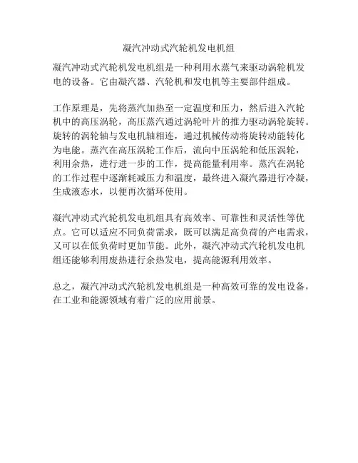 凝汽冲动式汽轮机发电机组