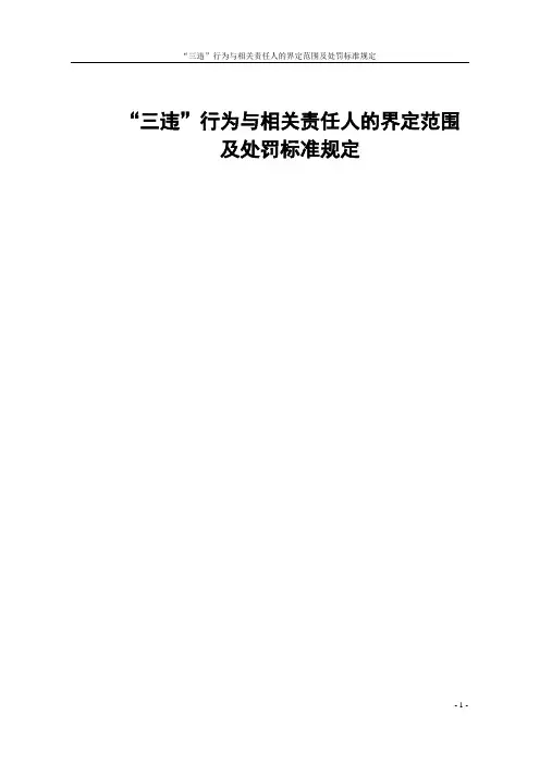 “三违”行为与相关责任人的界定范围及处罚标准规定