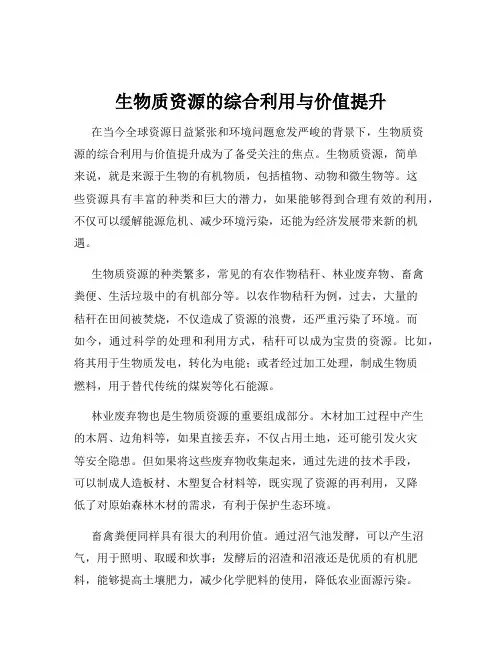 生物质资源的综合利用与价值提升