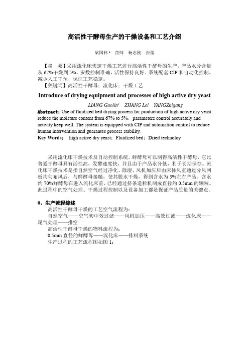 高活性干酵母生产的干燥设备和工艺介绍