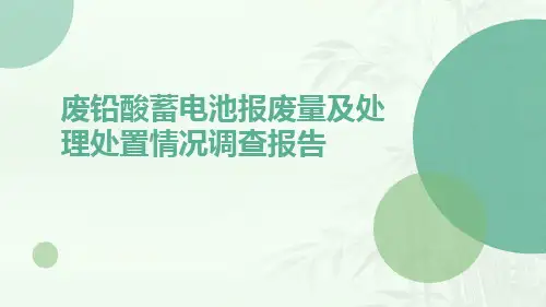 废铅酸蓄电池报废量及处理处置情况调查报告