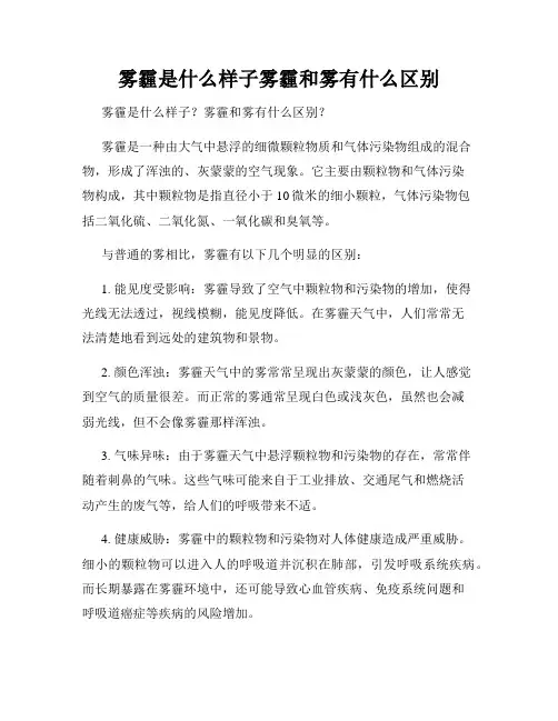 雾霾是什么样子雾霾和雾有什么区别