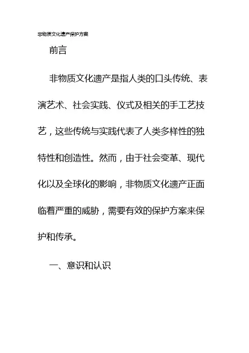 非物质文化遗产保护方案