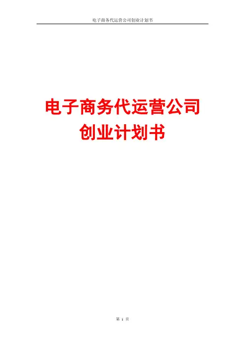 电子商务代运营公司创业计划书